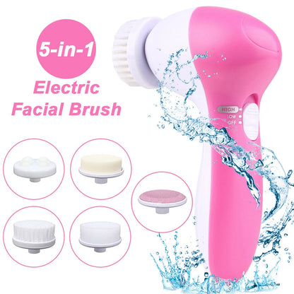 5 in 1 Electric Facial Cleaner Face Skin Care Brush Massager