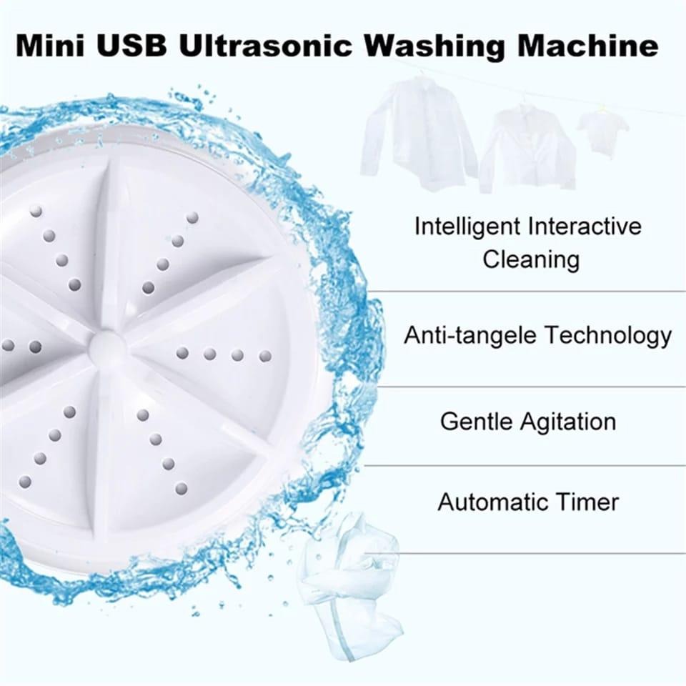 Mini Portable Ultrasonic Turbine Washing Machine Turner USB Powered