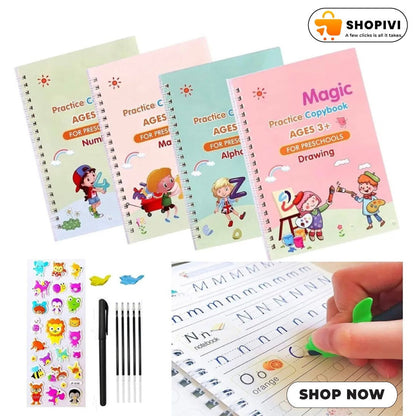 4 Pcs Set Magic Practice Copybook Book For Kids Calligraphy English Letter