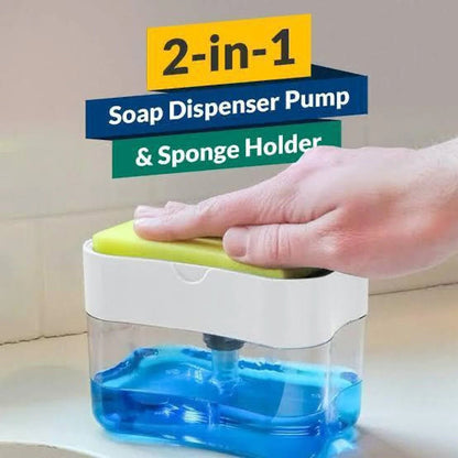 Soap Dispenser Pump 2-In-1 Manual Press Liquid Soap Dispenser With Washing Sponge