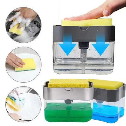 Soap Dispenser Pump 2-In-1 Manual Press Liquid Soap Dispenser With Washing Sponge