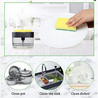 Soap Dispenser Pump 2-In-1 Manual Press Liquid Soap Dispenser With Washing Sponge